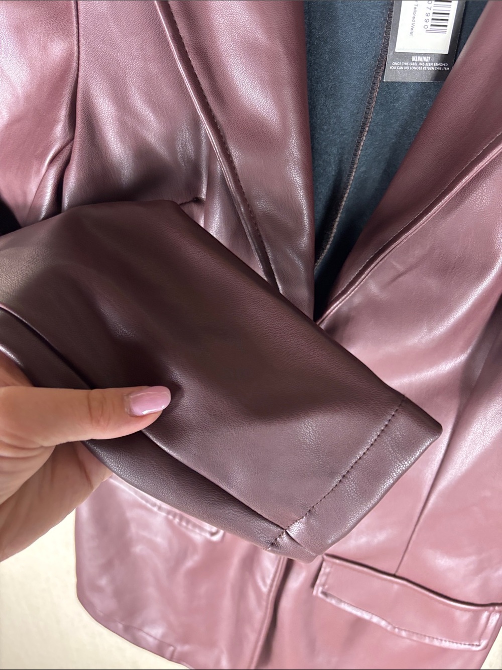 PrettyLittleThing > New with Tags Brown Faux Leather Jacket 6 - Picture 9 of 10
